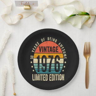 50th Birthday Vintage 1976 Limited Edition Paper Plates
