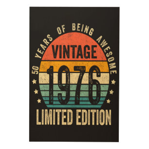 50th Birthday Vintage 1976 Limited Edition Wood Wall Art