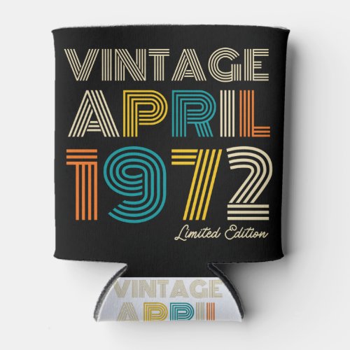 50th Birthday Vintage April 1972 Can Cooler