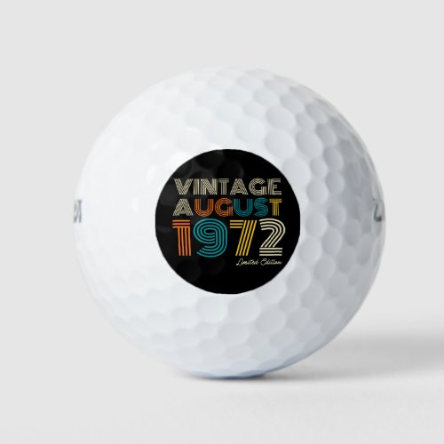 50th Birthday Vintage August 1972 Limited Edition Golf Balls