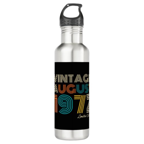 50th Birthday Vintage August 1972 Limited Edition Stainless Steel Water Bottle