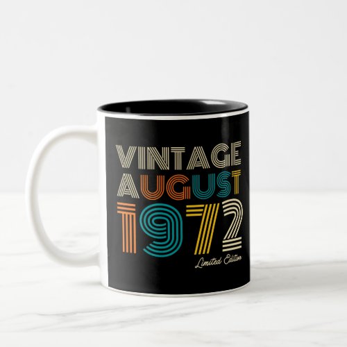 50th Birthday Vintage August 1972 Limited Edition Two_Tone Coffee Mug
