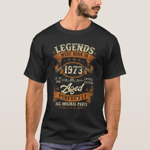 50th Birthday Vintage Born In 1973 50 Years Old  M T_Shirt