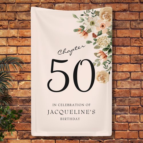 50th Birthday Vintage Floral Banner