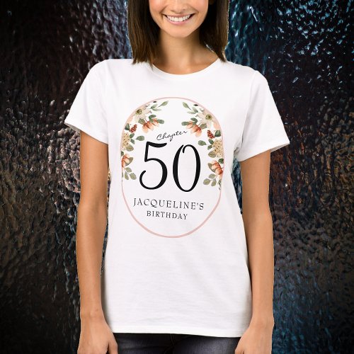 50th Birthday Vintage Floral T_Shirt