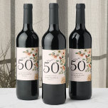 50th Birthday Vintage Floral Wine Label<br><div class="desc">Transform any wine bottle into a memorable keepsake for a 50th birthday celebration with our charming Vintage Floral Wine Labels. Discover how these customizable Zazzle designs elevate your party décor and make the perfect gift for the wine enthusiast turning 50!</div>