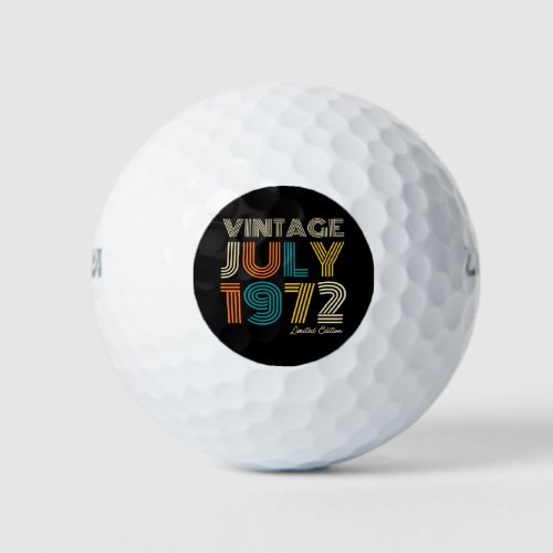 50th Birthday Vintage July  1972 Limited Edition Golf Balls