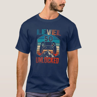 50Th Birthday Vintage Level 50 Unlocked Video Game T-Shirt