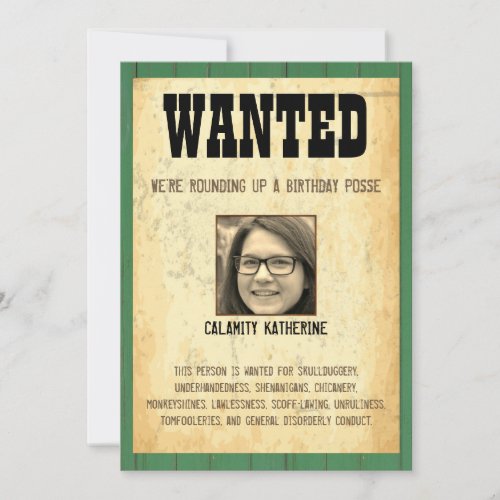 50th Birthday Wanted Poster Funny Humor   Invitation