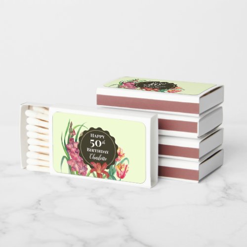 50th Birthday Warm Floral Spring Blooms Painting Matchboxes