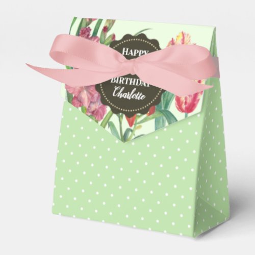 50th Birthday Warm Floral Spring Blooms Polka Dots Favor Boxes