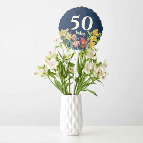 50th Birthday Watercolor Spring Flowers  Balloon