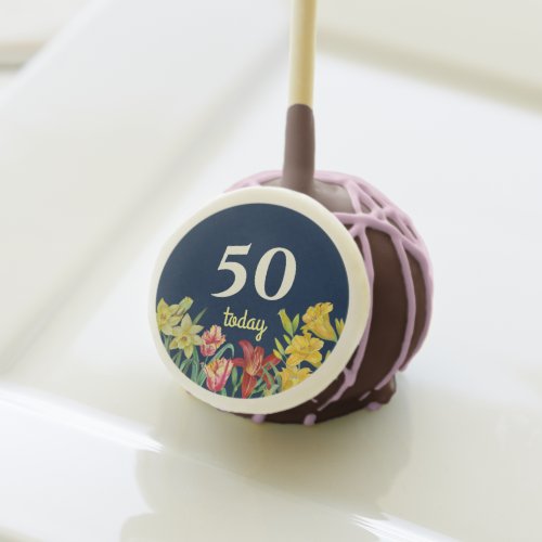 50th Birthday Watercolor Spring Flowers  Cake Pops