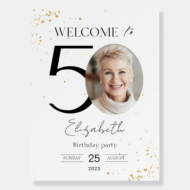 50th Birthday Welcome Sign Gold Board (Front)