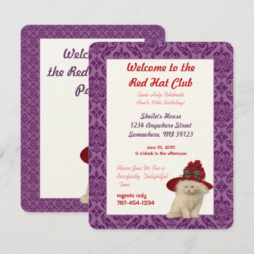 50th Birthday Welcome to the Red Hat Club Party Invite