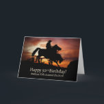 50th Birthday Western with Cowboy and Horse Card<br><div class="desc">Happy 50th Birthday with this masculine card of a cowboy roping a steer in the sunset.  A country western rodeo card just for the 50 year old.</div>