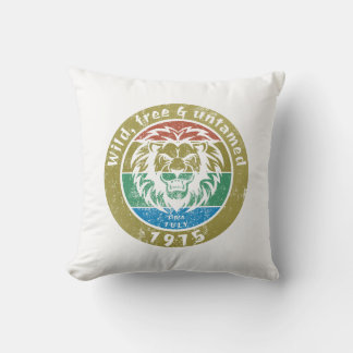 50th birthday "wild, free & untamed since 07/1975" throw pillow