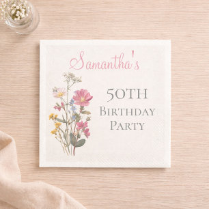 50th Birthday Wildflower Garden Party Napkins