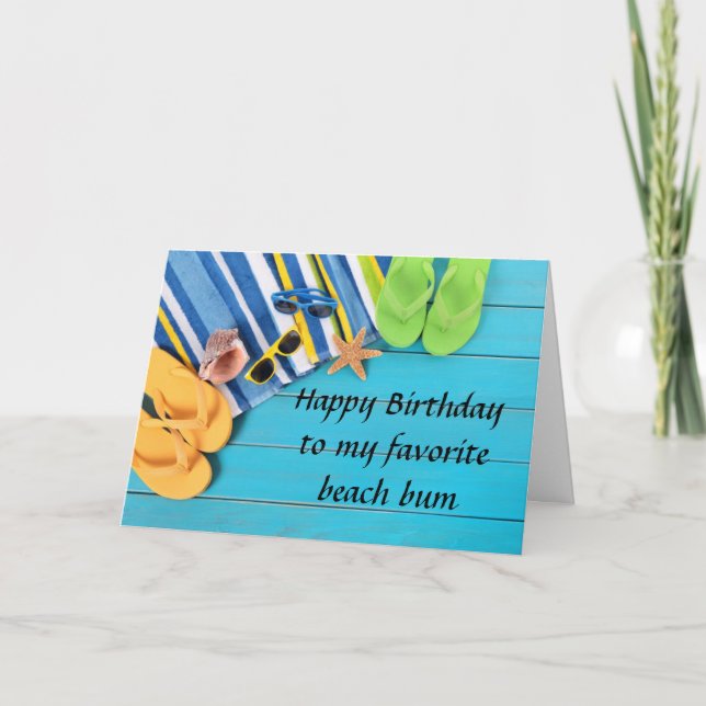 ***50th BIRTHDAY**** WISHES FOR MY FAV BEACH BUM Card (Front)