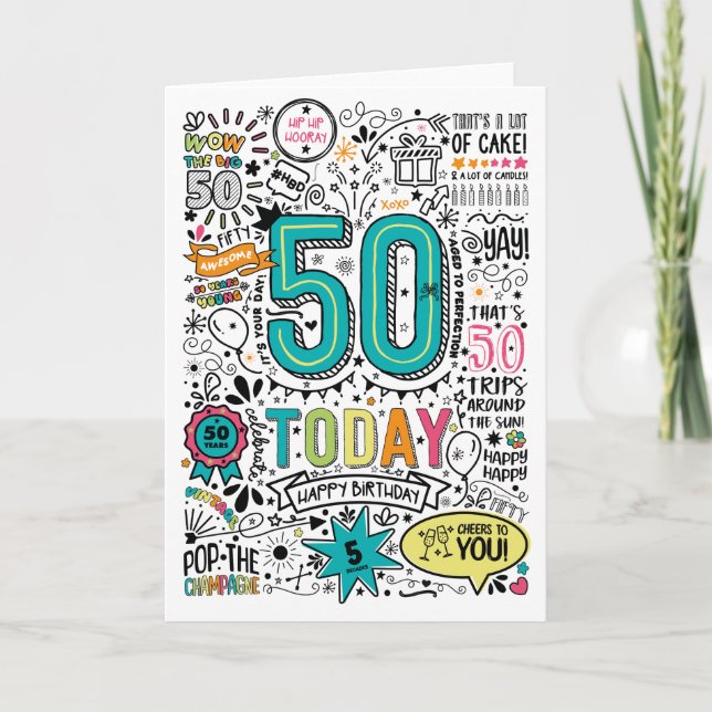 50th Birthday Wishes Printable Card (Front)