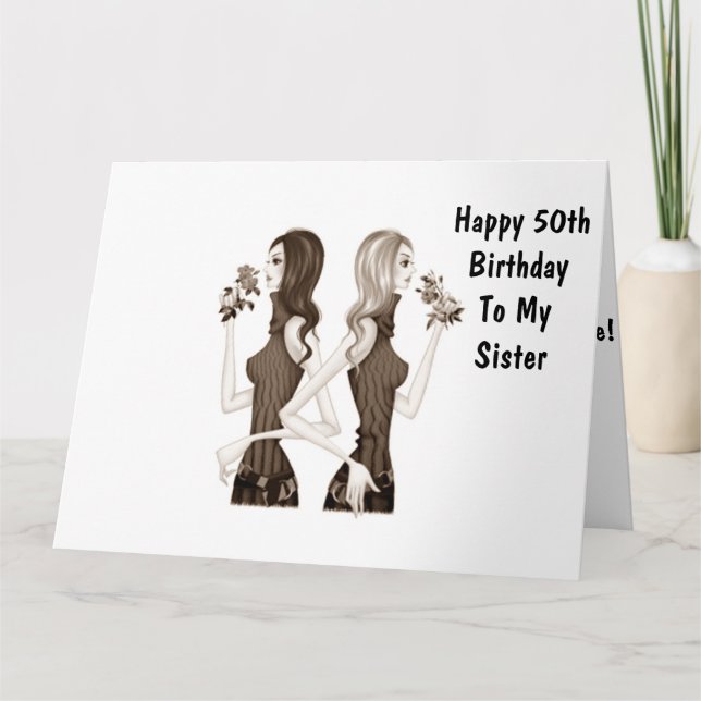 **50th** BIRTHDAY WISHES TO MY **SISTER** Card (Front)