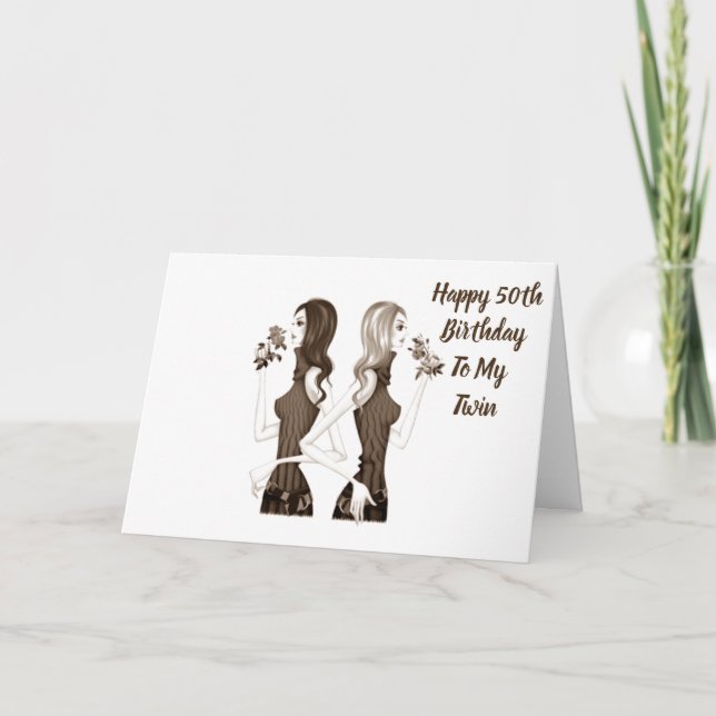 **50th** BIRTHDAY WISHES TO MY **TWIN SISTER** Card (Front)