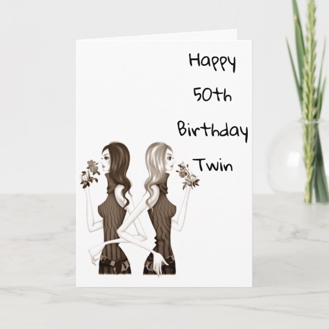 **50th** BIRTHDAY WISHES TO MY **TWIN SISTER**   Card (Front)