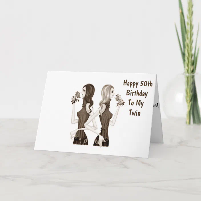 A... Personalised 50th Champagne Birthday Card Special Twin Sister Any Relation