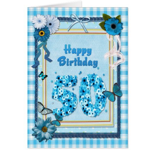 50th Birthday with a scrapbook effect Cards (Front)