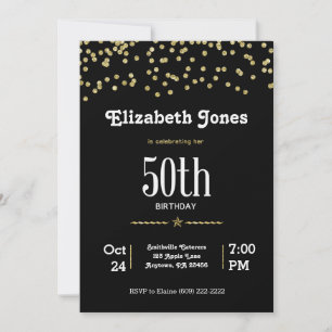 50th Birthday with Glittering Gold Invitation