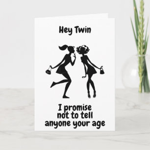 **50th BIRTHDAY** WON'T TELL AGE TWIN" Card