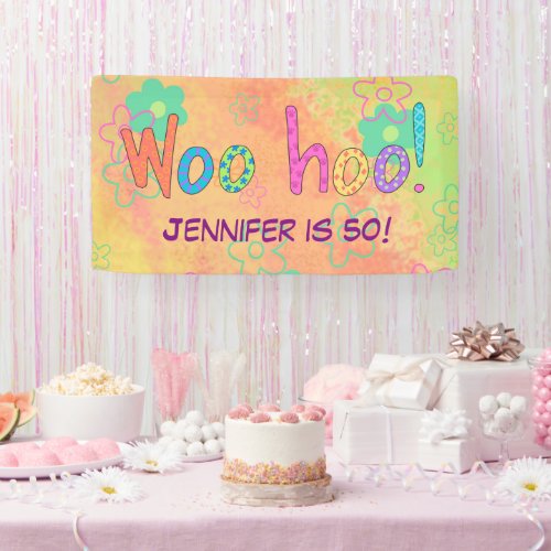 50th Birthday WooHoo Name Personalized Banner