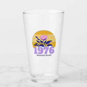 50th birthday year sun floral yellow modern cute glass