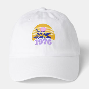 50th birthday year sun floral yellow modern cute hat
