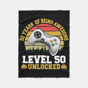50th Birthday Years Awesome Video Gamer Unlocked F Fleece Blanket