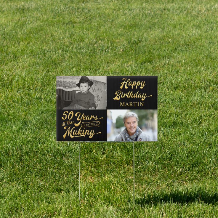 50th Birthday Years in the Making Retro Script Sign | Zazzle