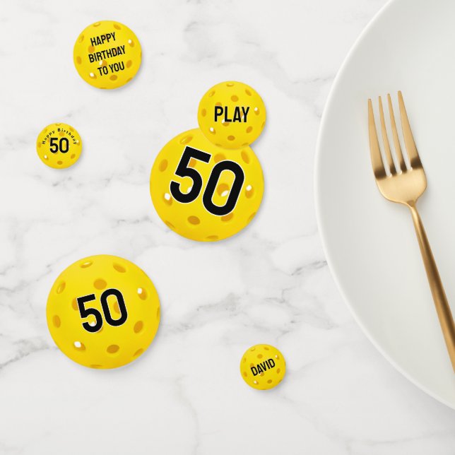 50th Birthday Yellow Pickleball Confetti (Group)