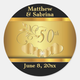 50th Black and Gold Anniversary Classic Round Sticker