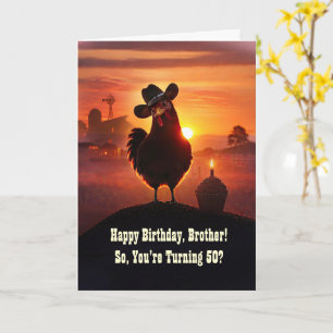 50th Brother Happy Birthday Funny Chicken Farm Card