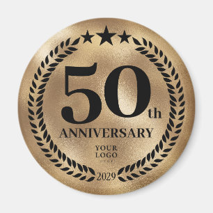 50th Business Anniversary Gold Magnet