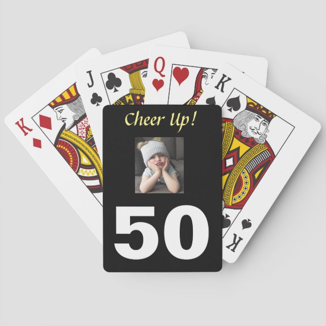 50th Cheer Up! Birthday Funny Grumpy Girl Poker Cards (Back)