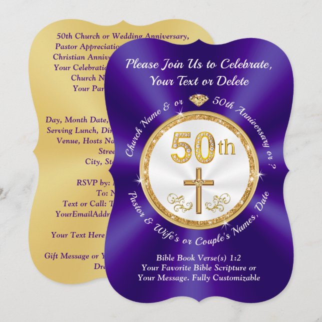 50th Church Anniversary / 50th Wedding Anniversary Invitation (Front/Back)