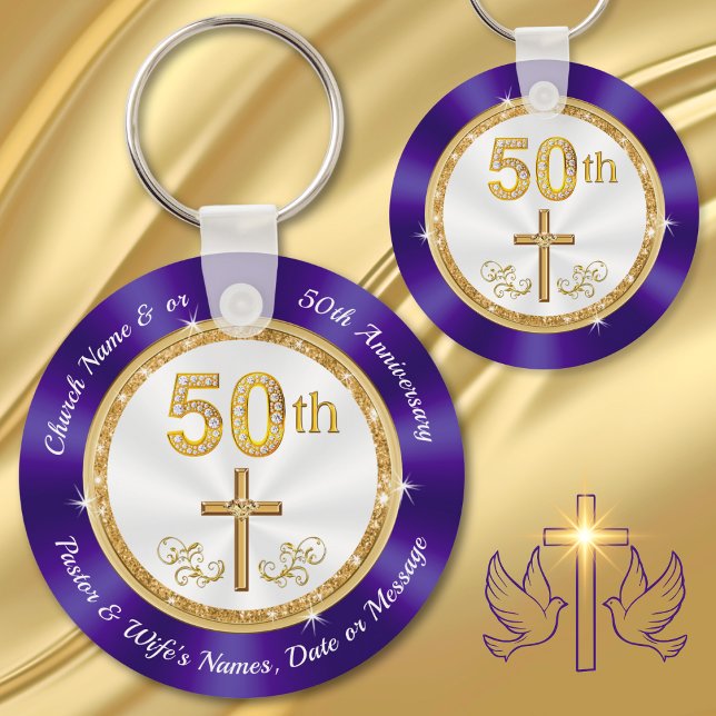 50th Church Anniversary, Christian Party Favors, Keychain (50th Church Anniversary. Catholic 50th wedding anniversary. Christian 50th Wedding Anniversary. )