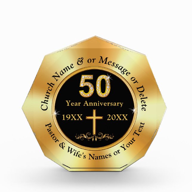 50th Church Anniversary, Gifts for Pastor and Wife (Front)