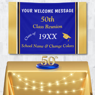 50th Class Reunion Banners Any YEAR, COLORS, TEXT