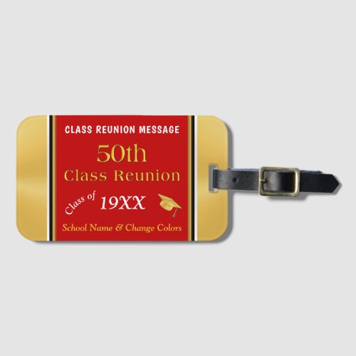 50th Class Reunion Souvenirs Red Gold and White Luggage Tag