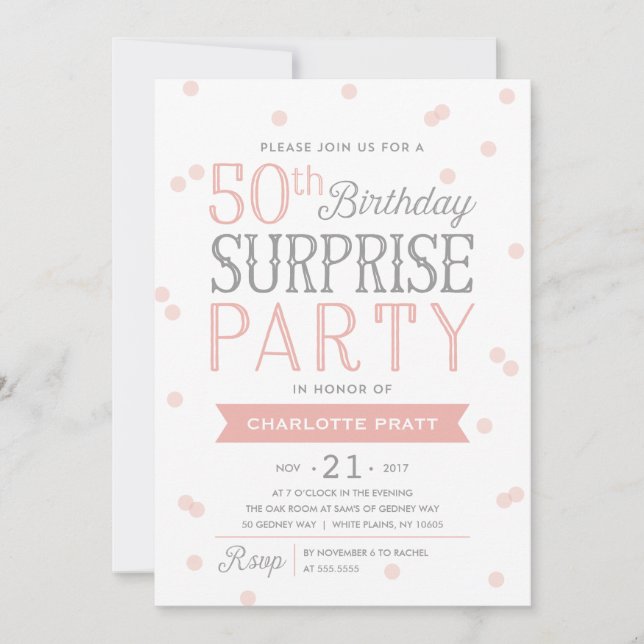 50th Confetti Surprise Party Invitation | Birthday (Front)