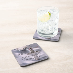 50th Custom Name Ordination Anniversary Chalice Beverage Coaster