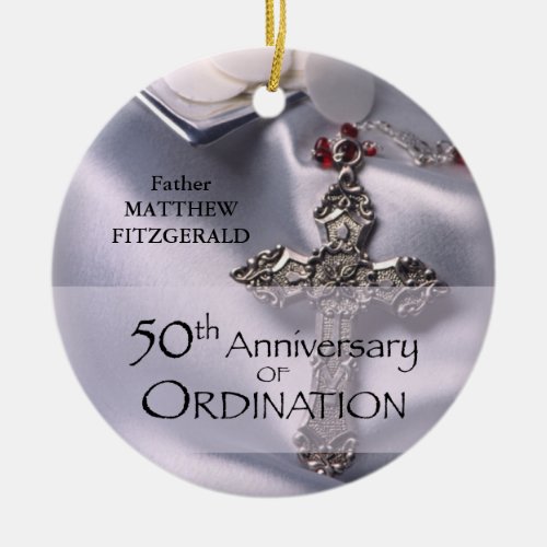 50th Custom Name Ordination Anniversary Chalice Ceramic Ornament