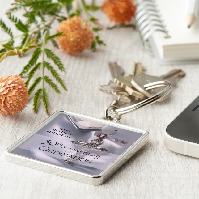 50th Custom Name Ordination Anniversary Chalice Keychain (Side)